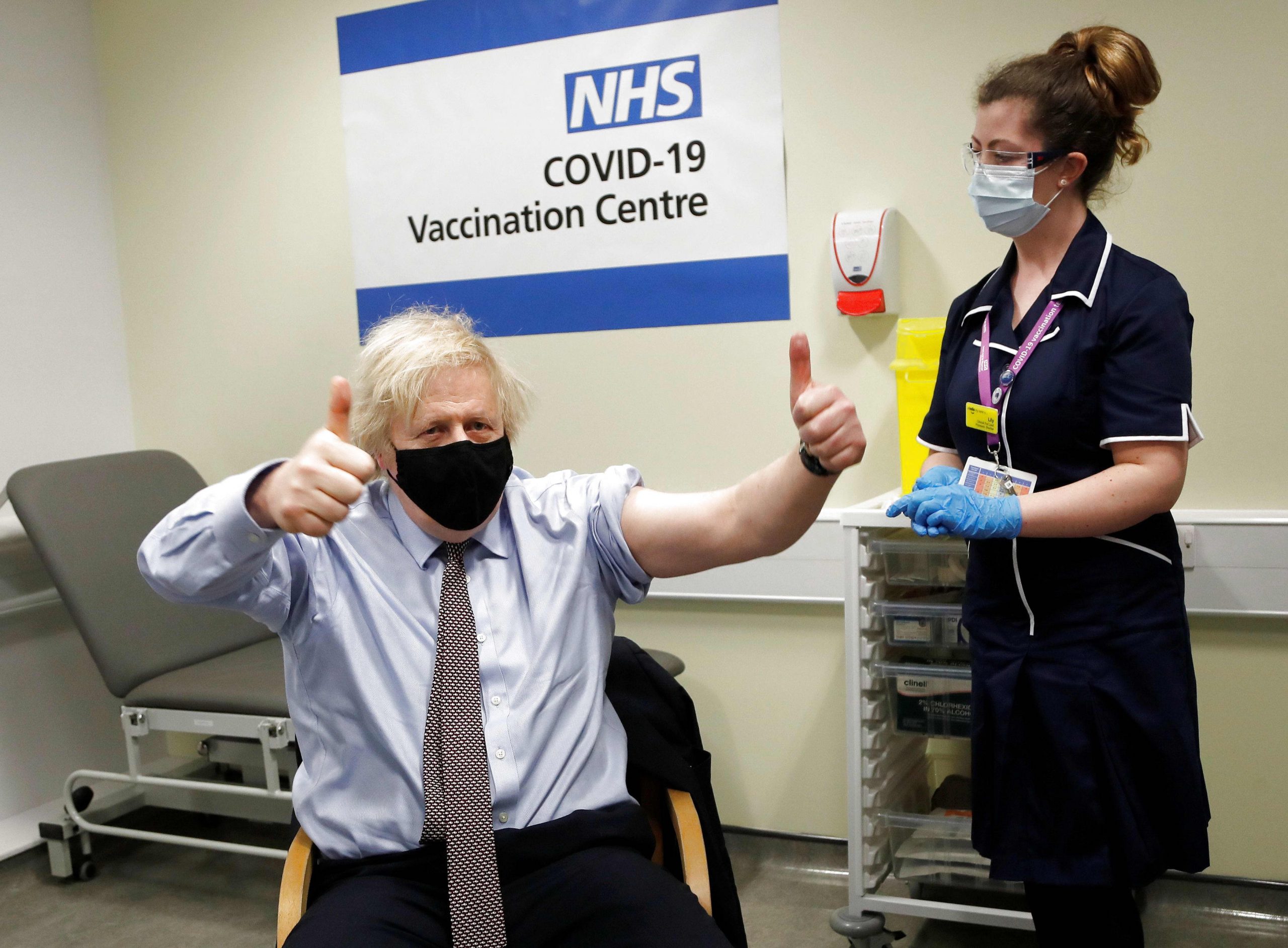 Britain's Boris Johnson gets AstraZeneca vaccine