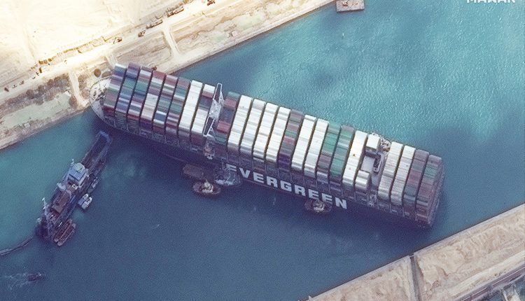 Satellite images of ship Ever Given in Suez Canal shows work underway