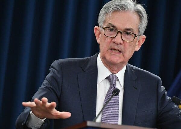 Jerome Powell, the chair of the Federal Reserve, at a press conference in January 2020, just before the coronavirus pandemic struck the American economy.