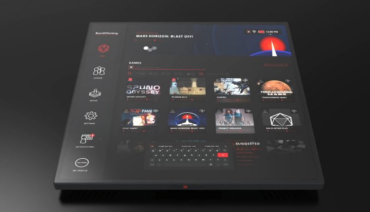 The user interface of the final game board displays games that can be played on the surface of the tablet.