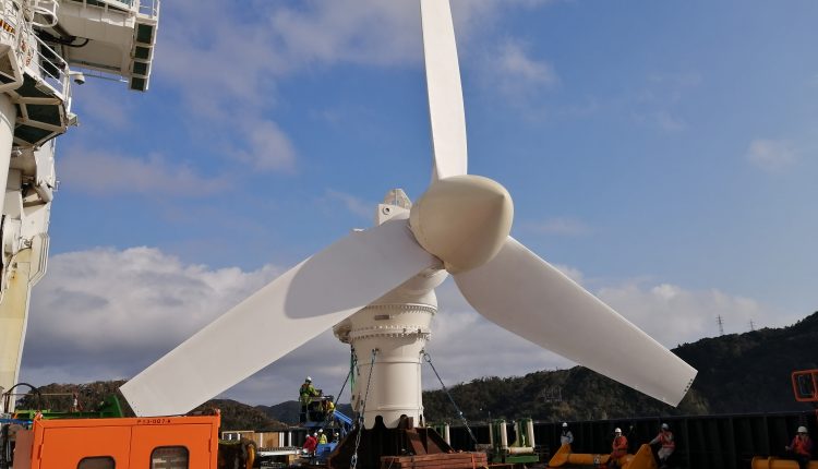 A tidal turbine built in Scotland is now producing power in Japan